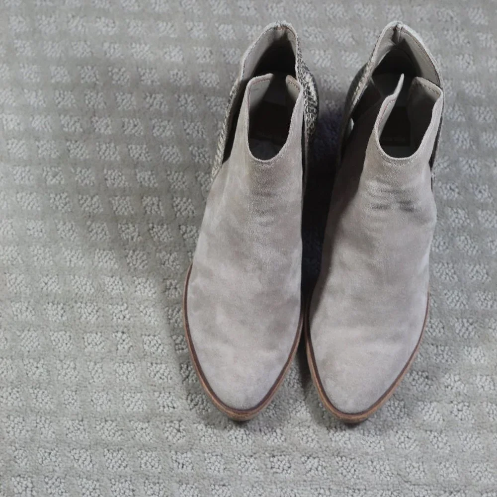 Dolce Vita Size 9 Beige Suede and Snakeskin Ankle Boots